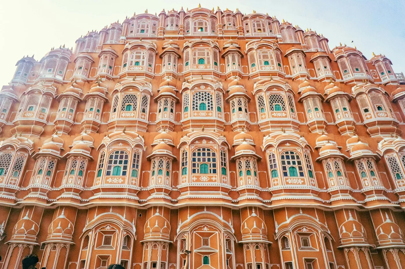 Intricate windows and architecture of Hawa Mahal in Jaipur