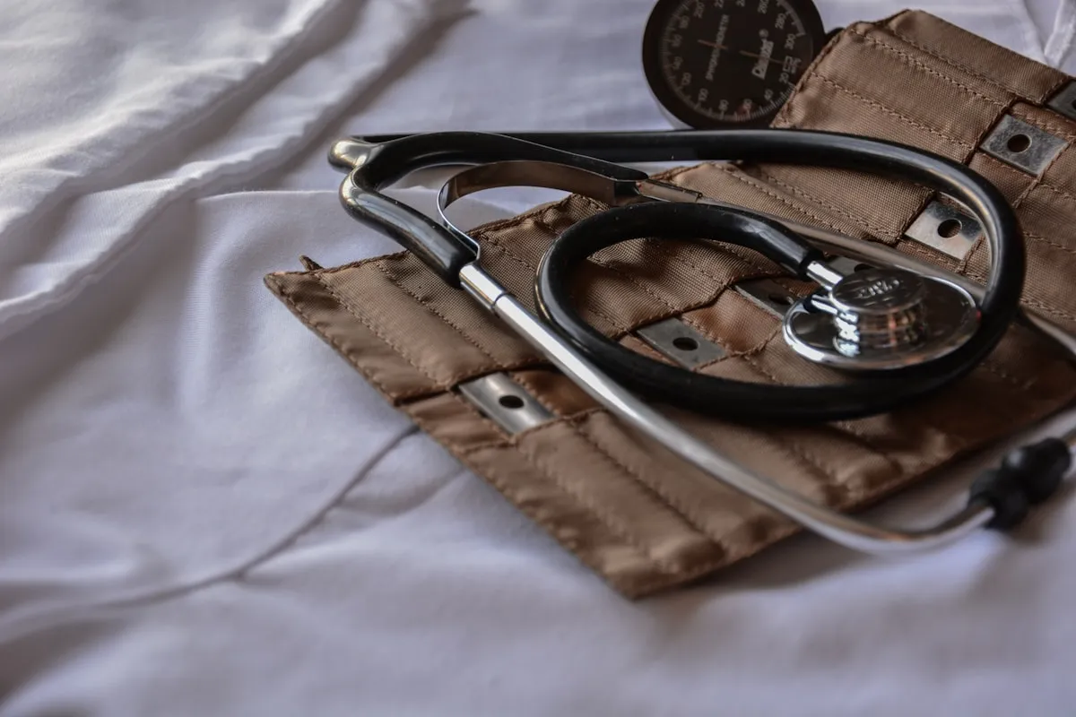 Stethoscope and blood-pressure equipment prepared for medical care